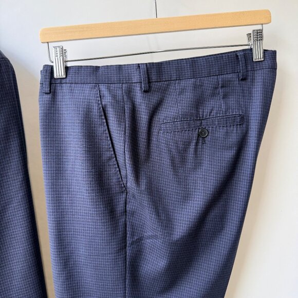 Hugo Boss Johnston/Lenon Classic Fit Wool Suit navy checkered Men’s Size 40L - Picture 12 of 16